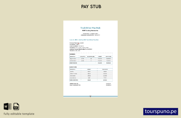 Plantilla de recibos de pago para SMB Trucking Services Inc. lista para imprimir